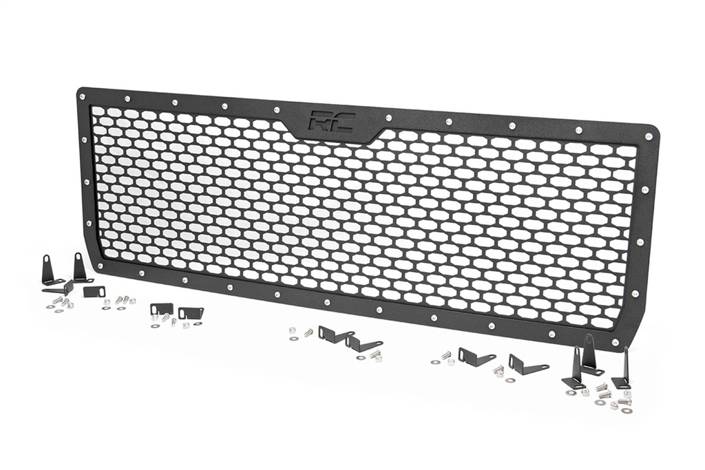 Laser-Cut Mesh Replacement Grille; Black Powdercoat; Incl. Inner/Outer Grilles; Brackets; Installation Hardware; Black Powdercoat;