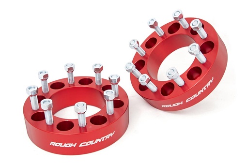 [1095RED] 2 Inch Wheel Spacers | 8x6.5 | Red | Multiple Makes & Models (Chevy/GMC/Ram)