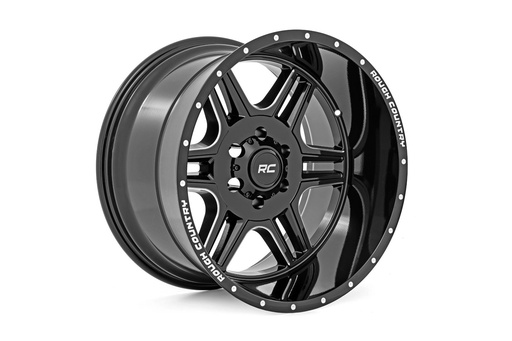 [92221217] Rough Country 92 Series Wheel | Machined One-Piece | Gloss Black | 22x12 | 6x135 | -44mm