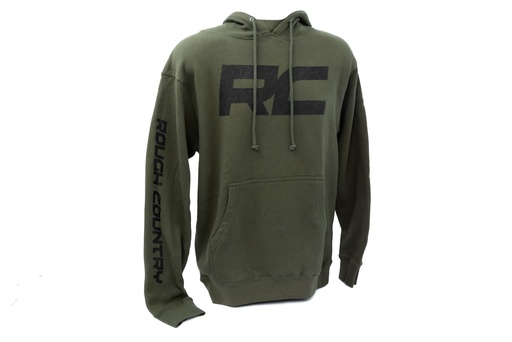 [94096LG] Rough Country Hoodie | RC Topographical Sleeve | Army Green | LG